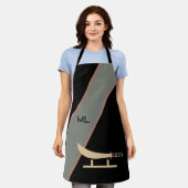 アジモノグラムのアンスタイルブラックシェフズエプロン エプロン (着用した状態)