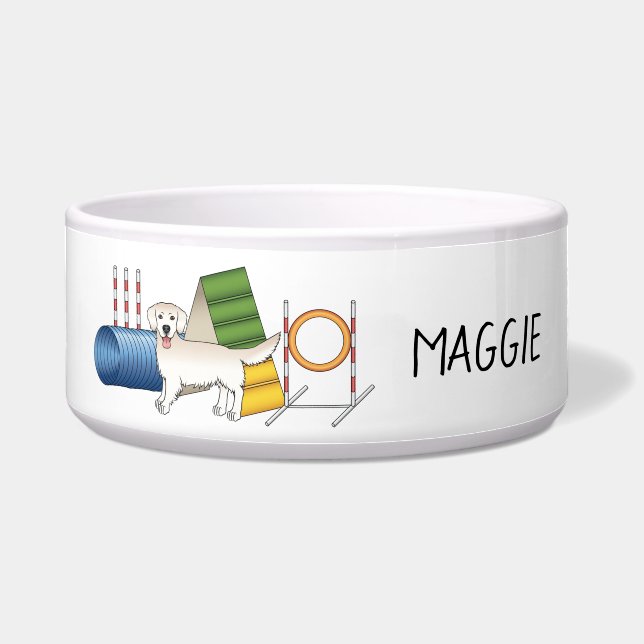 アジャイル装置を備えたクリームゴールデンレトリバー ボウル (正面)