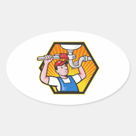 アジャスタブルレンチ付き配管工 楕円形シール (正面)