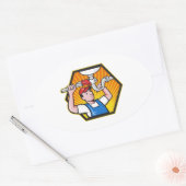 アジャスタブルレンチ付き配管工 楕円形シール (封筒)