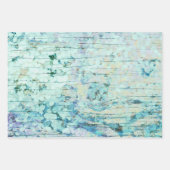 アジャンジアフローラティール(緑がかった色)カントリーヴィンテージウッド ラッピングペーパーシート (正面)