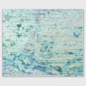 アジャンジアフローラティール（緑がかった色）カントリーヴィンテージウッド ラッピングペーパー (フラット)