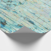 アジャンジアフローラティール（緑がかった色）カントリーヴィンテージウッド ラッピングペーパー (角)