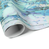 アジャンジアフローラティール（緑がかった色）カントリーヴィンテージウッド ラッピングペーパー (ロールコーナー)