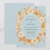 アジュールゴールドリースの結婚式 招待状 (正面/裏面)