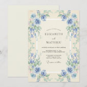 アジュールペリウィンクルのリースの結婚式 招待状 (正面/裏面)