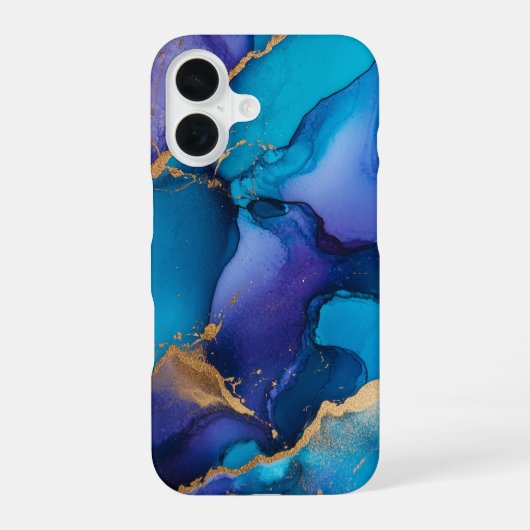 アジュールロイヤル ラグジュアリーサファイア ティールマーブル iPhone 16ケース (裏面)