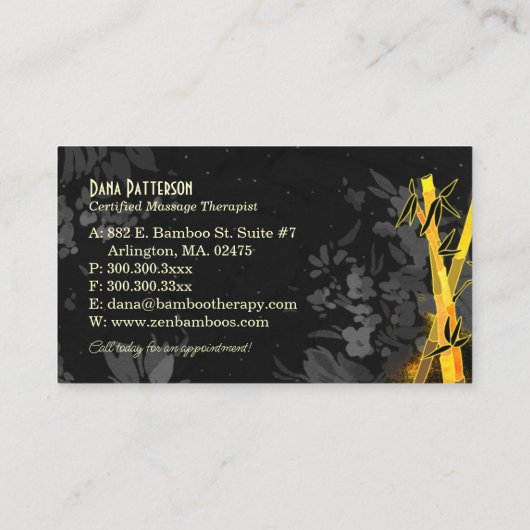 アジユニークアバンボスマッサージセラピー 名刺 (裏面)