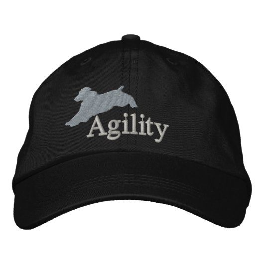 アジリティイングリッシュスリンガースパニエル犬 刺繍入りキャップ (正面)