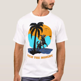  アジリティ サマーバイブス: レトロサンセット ジャンピングドッグ アート Tシャツ