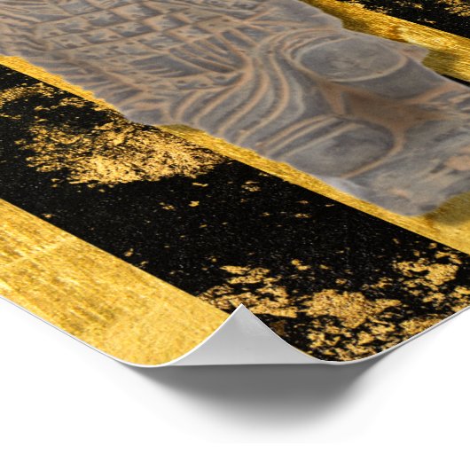 アジ中国のアンテラコッタウォリアー金ゴールドブラックウォール ポスター (角)