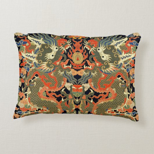 アジ中国のア・ドラゴンカラフルアート アクセントクッション (裏面)