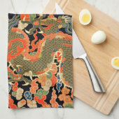 アジ中国のア・ドラゴンカラフルアート キッチンタオル (四つ折り)