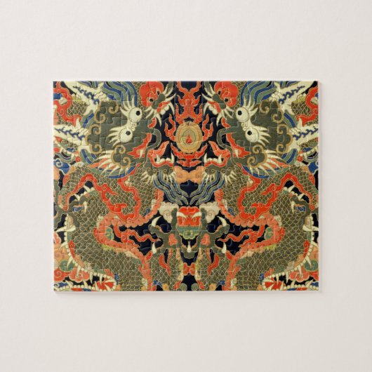 アジ中国のア・ドラゴンカラフルアート ジグソーパズル (横)