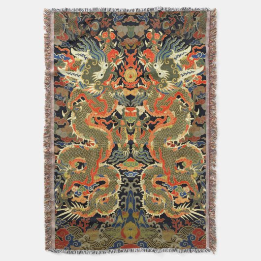 アジ中国のア・ドラゴンカラフルアート スローブランケット (正面縦)