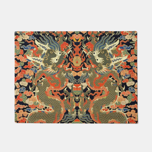 アジ中国のア・ドラゴンカラフルアート ドアマット (正面)