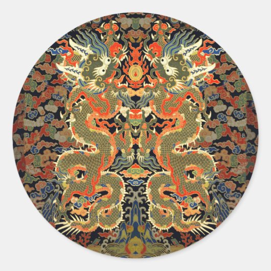 アジ中国のア・ドラゴンカラフルアート ラウンドシール (正面)