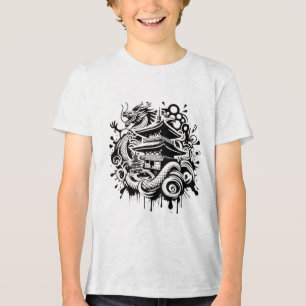 アジ伝統的アン・ドラゴンTシャツ トライブレンドTシャツ