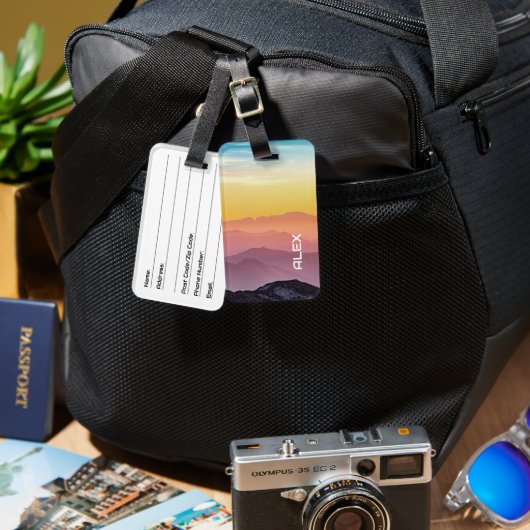 アジ威厳のあるアの夕日 – 色の鮮やか爆発 ラゲッジタグ (正面&裏面)