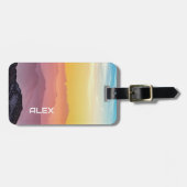 アジ威厳のあるアの夕日 – 色の鮮やか爆発 ラゲッジタグ (正面横)