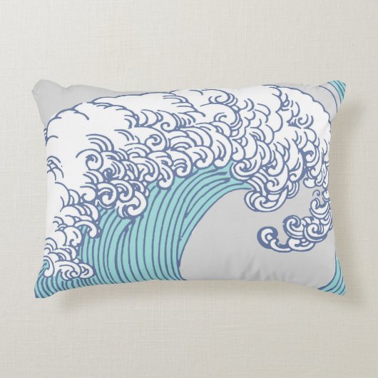 アジ日本のアンサーフウェーブアート海アート アクセントクッション (正面)