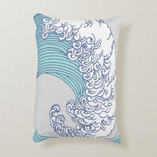 アジ日本のアンサーフウェーブアート海アート アクセントクッション (裏面(縦))