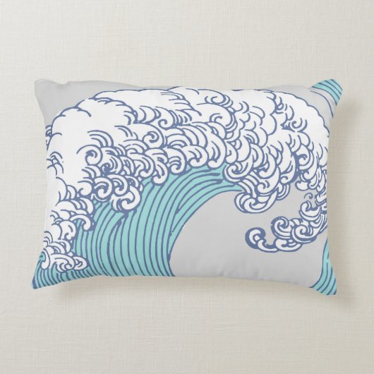 アジ日本のアンサーフウェーブアート海アート アクセントクッション (裏面)