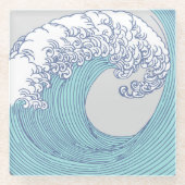アジ日本のアンサーフウェーブアート海アート ガラスコースター (正面)