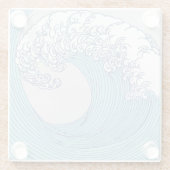 アジ日本のアンサーフウェーブアート海アート ガラスコースター (裏面)