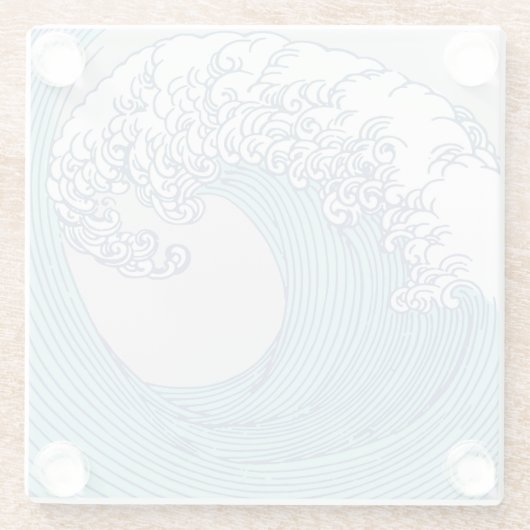 アジ日本のアンサーフウェーブアート海アート ガラスコースター (裏面)