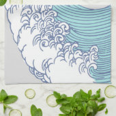 アジ日本のアンサーフウェーブアート海アート キッチンタオル (折り畳み)