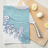 アジ日本のアンサーフウェーブアート海アート キッチンタオル (四つ折り)