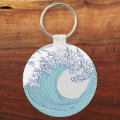 アジ日本のアンサーフウェーブアート海アート キーホルダー (正面)