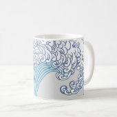 アジ日本のアンサーフウェーブアート海アート コーヒーマグカップ (正面右)