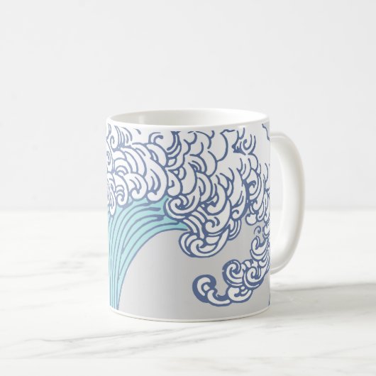 アジ日本のアンサーフウェーブアート海アート コーヒーマグカップ (正面右)