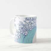 アジ日本のアンサーフウェーブアート海アート コーヒーマグカップ (正面左)