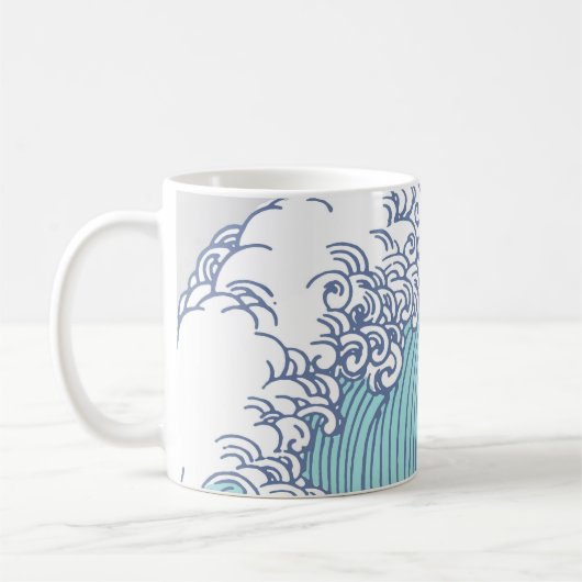 アジ日本のアンサーフウェーブアート海アート コーヒーマグカップ (左)