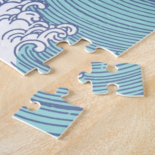 アジ日本のアンサーフウェーブアート海アート ジグソーパズル (側面)