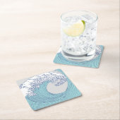 アジ日本のアンサーフウェーブアート海アート スクエアペーパーコースター (インサイチュ)