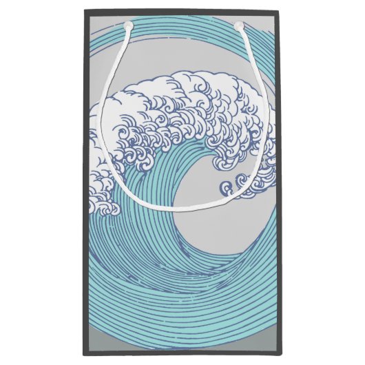 アジ日本のアンサーフウェーブアート海アート スモールペーパーバッグ (裏面)