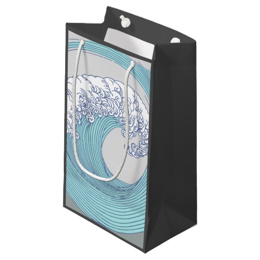 アジ日本のアンサーフウェーブアート海アート スモールペーパーバッグ (正面アングル)