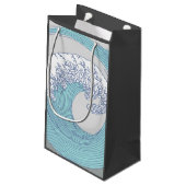 アジ日本のアンサーフウェーブアート海アート スモールペーパーバッグ (裏面アングル)