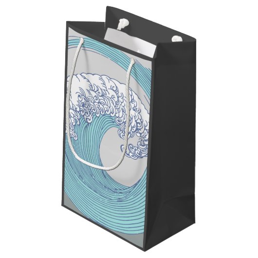 アジ日本のアンサーフウェーブアート海アート スモールペーパーバッグ (裏面アングル)