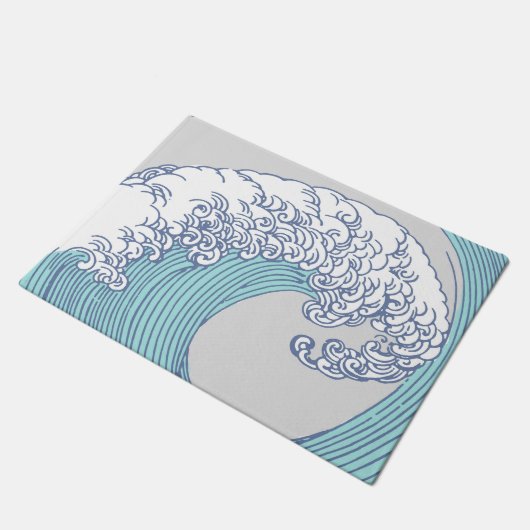 アジ日本のアンサーフウェーブアート海アート ドアマット (アングル)