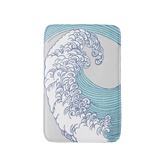 アジ日本のアンサーフウェーブアート海アート バスマット (正面縦)