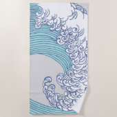 アジ日本のアンサーフウェーブアート海アート ビーチタオル (正面)