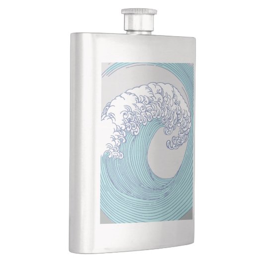 アジ日本のアンサーフウェーブアート海アート フラスク (右)