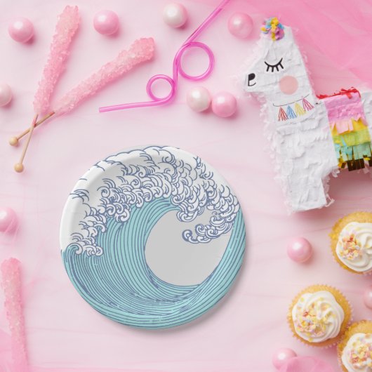 アジ日本のアンサーフウェーブアート海アート ペーパープレート (パーティー)