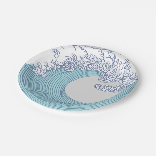 アジ日本のアンサーフウェーブアート海アート ペーパープレート (アングル)