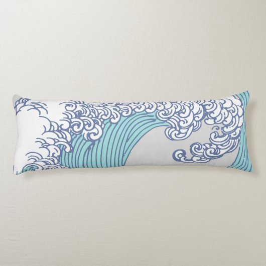 アジ日本のアンサーフウェーブアート海アート ボディピロー (裏面)